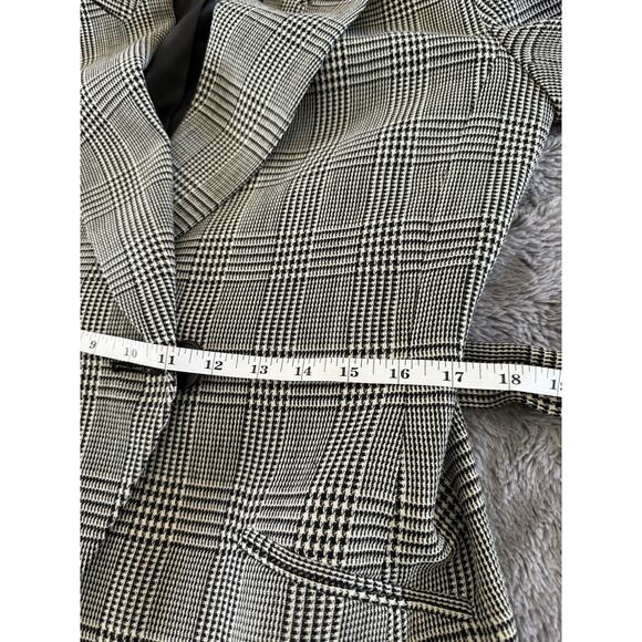 Vtg 90’s Christian Dior Black White Worsted Wool Houndstooth Jacket Blazer Belt - Picture 10 of 13